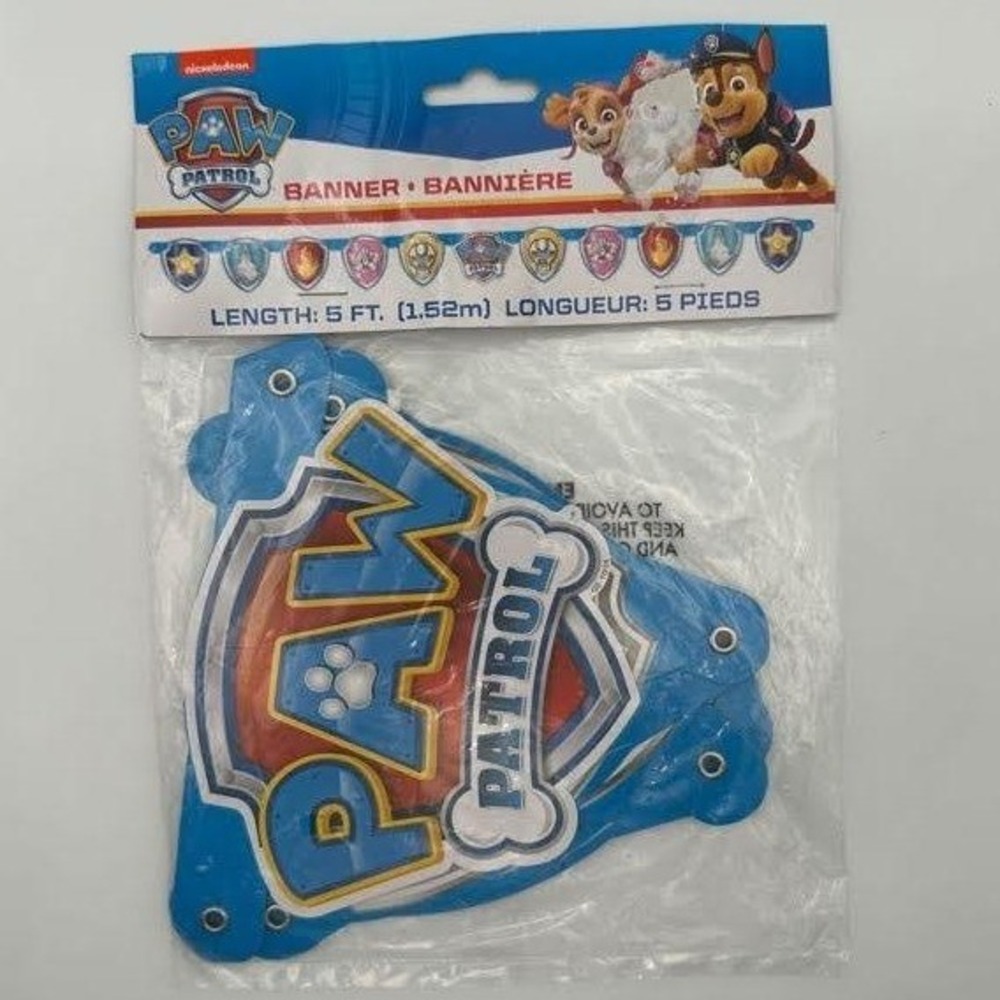 PAW Patrol Banner Nickelodeon Blue Red Birthday Party Decoration 5ft Unique